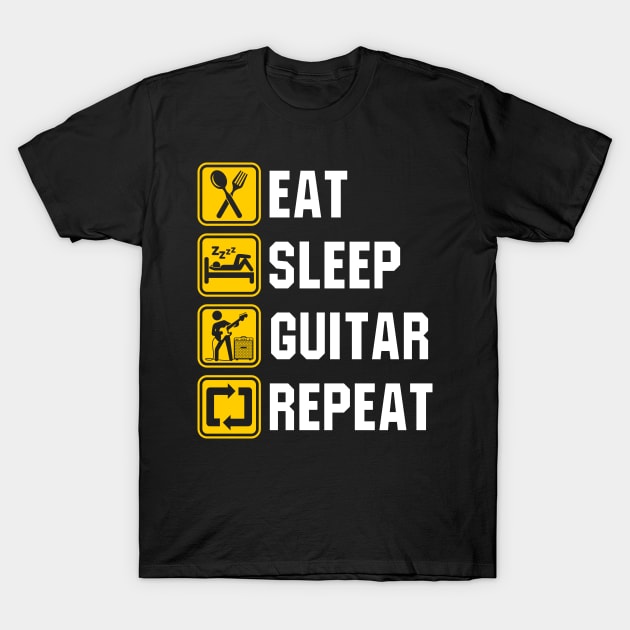 Eat Sleep Guitar Repeat T-Shirt by KawaiiDread